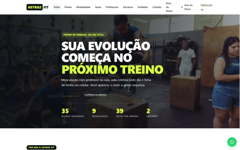 Página inicial do modelo ASTRAZ FIT