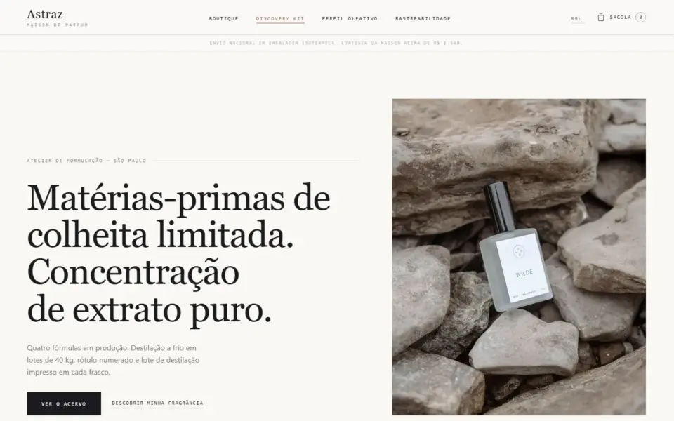 Página inicial do modelo Maison de Parfum