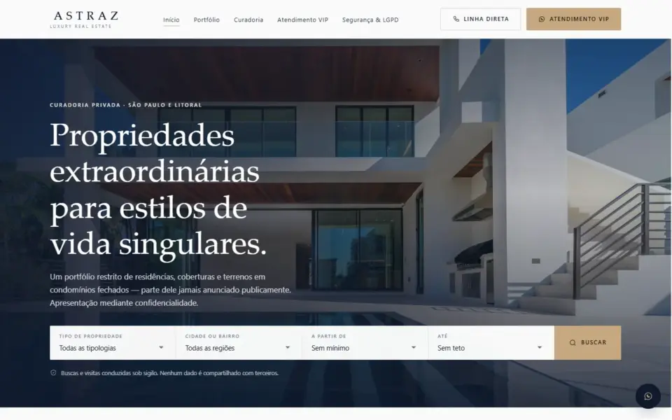 Página inicial do modelo Luxury Real Estate